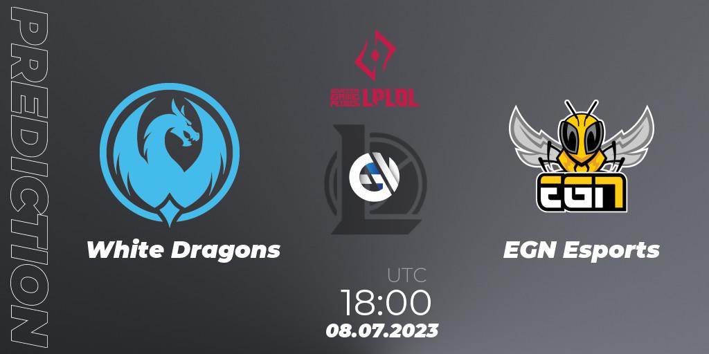 White Dragons - EGN Esports: ennuste. 16.06.2023 at 18:00, LoL, LPLOL Split 2 2023 - Group Stage