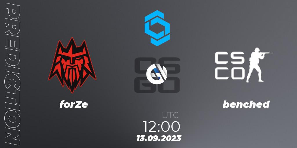 forZe - benched: ennuste. 13.09.2023 at 12:00, Counter-Strike (CS2), CCT East Europe Series #2