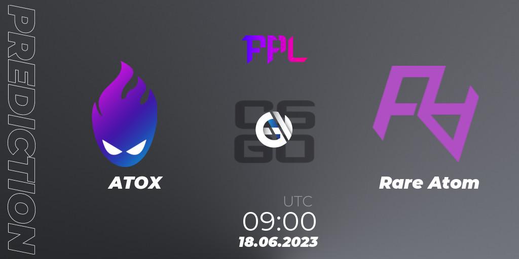 ATOX - Rare Atom: ennuste. 18.06.2023 at 09:00, Counter-Strike (CS2), Perfect World Arena Premier League Season 4