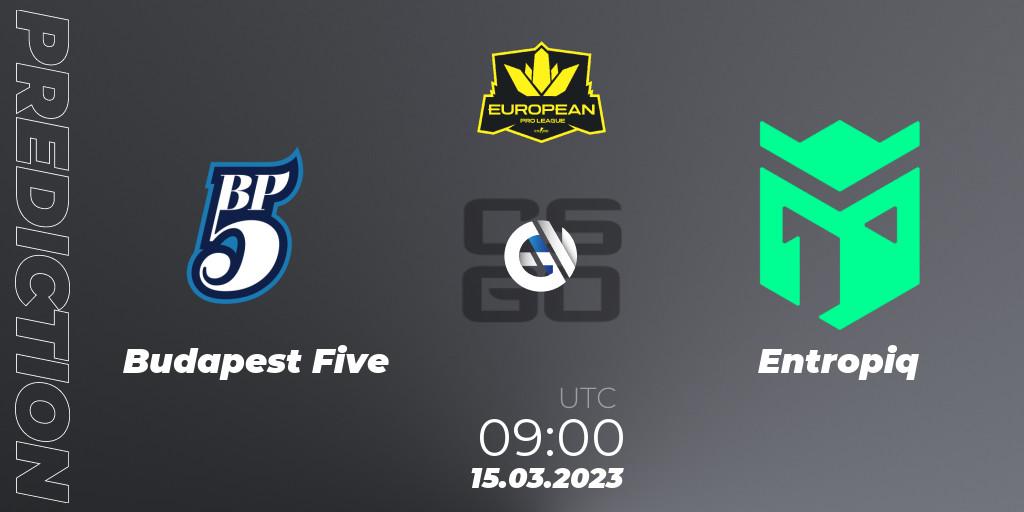 Budapest Five - Entropiq: ennuste. 18.03.2023 at 14:30, Counter-Strike (CS2), European Pro League Season 7: Division 2