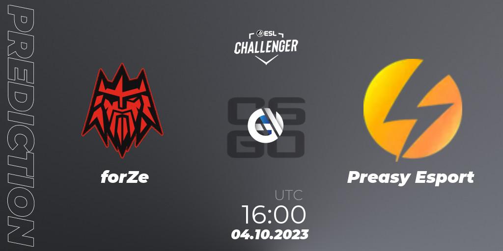 forZe - Preasy Esport: ennuste. 04.10.2023 at 16:00, Counter-Strike (CS2), ESL Challenger at DreamHack Winter 2023: European Open Qualifier