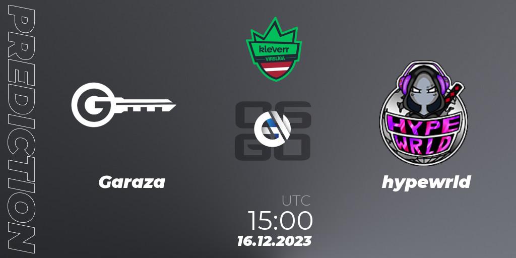 Garaza - hypewrld: ennuste. 16.12.2023 at 15:00, Counter-Strike (CS2), kleverr Virsliga Season 1 Finals