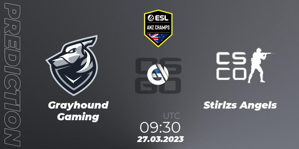 Grayhound Gaming - Stirlzs Angels: ennuste. 27.03.23, CS2 (CS:GO), ESL ANZ Champs Season 16