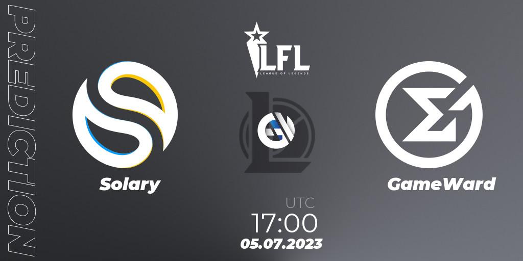 Solary - GameWard: ennuste. 05.07.2023 at 16:00, LoL, LFL Summer 2023 - Group Stage