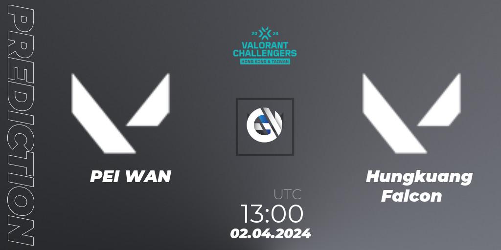 PEI WAN - Hungkuang Falcon: ennuste. 02.04.2024 at 13:00, VALORANT, VALORANT Challengers Hong Kong and Taiwan 2024: Split 1