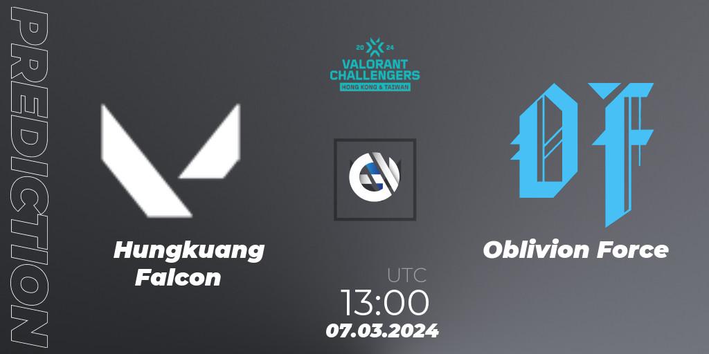 Hungkuang Falcon - Oblivion Force: ennuste. 07.03.2024 at 14:30, VALORANT, VALORANT Challengers Hong Kong and Taiwan 2024: Split 1