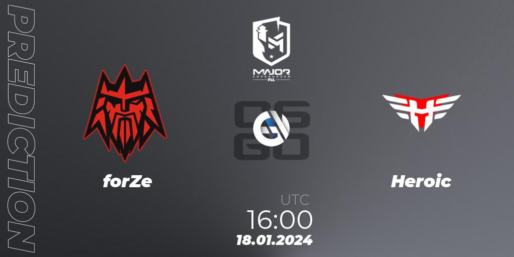 forZe - Heroic: ennuste. 18.01.2024 at 16:00, Counter-Strike (CS2), PGL CS2 Major Copenhagen 2024: European Qualifier B