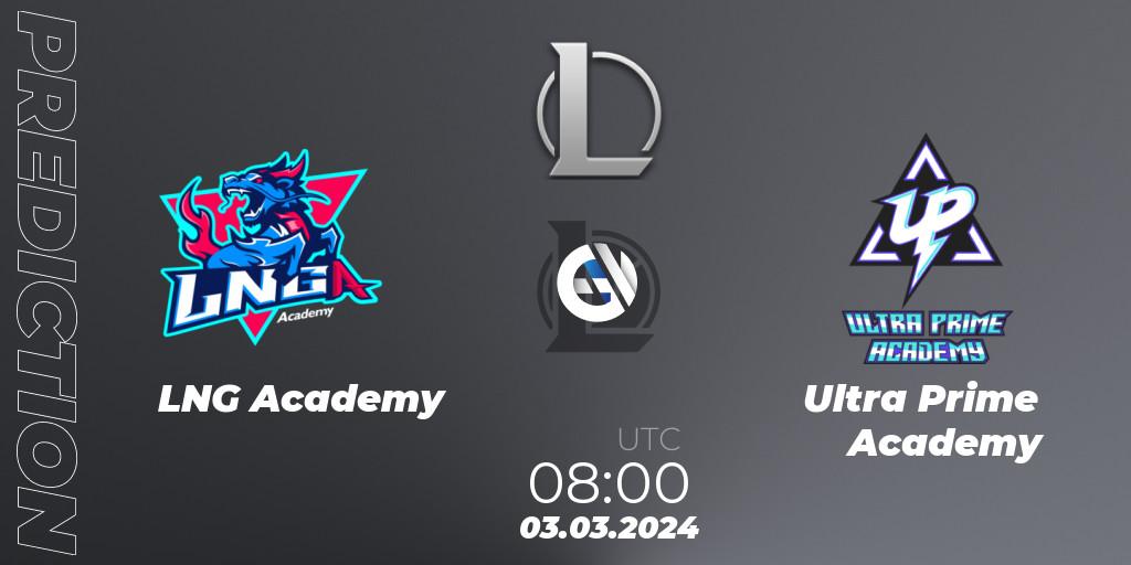 LNG Academy - Ultra Prime Academy: ennuste. 03.03.2024 at 08:00, LoL, LDL 2024 - Stage 1