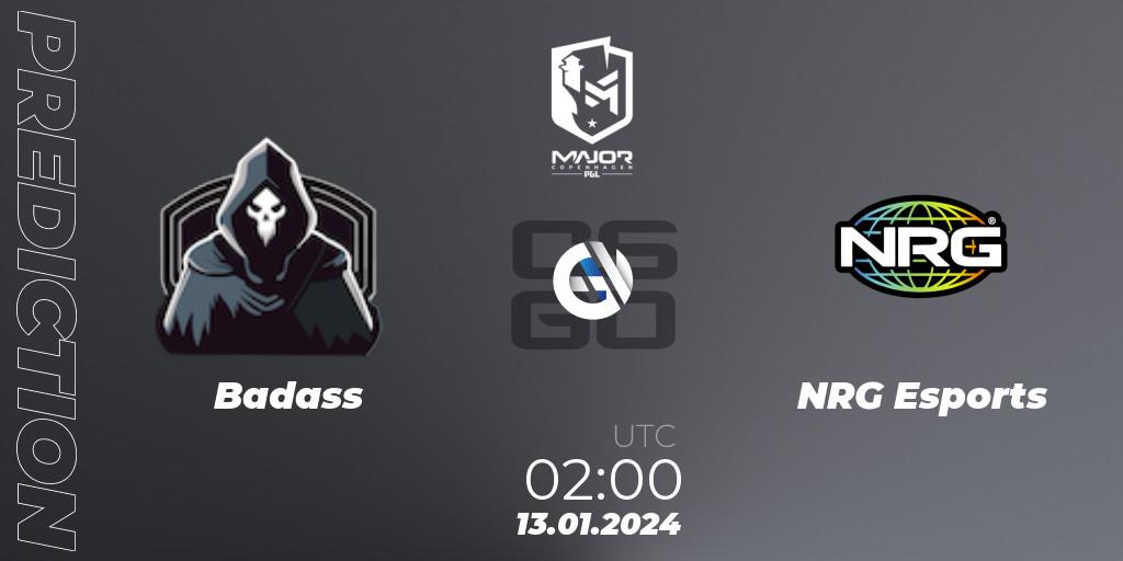 Badass - NRG Esports: ennuste. 13.01.2024 at 02:00, Counter-Strike (CS2), PGL CS2 Major Copenhagen 2024 North America RMR Closed Qualifier