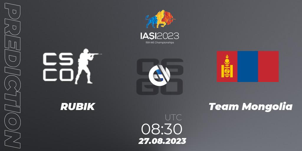 RUBIK - Team Mongolia: ennuste. 27.08.2023 at 21:10, Counter-Strike (CS2), IESF World Esports Championship 2023