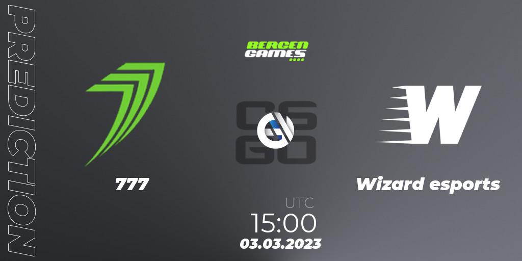 777 - Wizard esports: ennuste. 03.03.2023 at 15:00, Counter-Strike (CS2), Bergen Games 2023