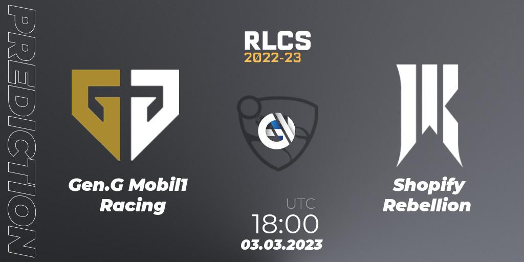 Gen.G Mobil1 Racing - Shopify Rebellion: ennuste. 03.03.2023 at 18:00, Rocket League, RLCS 2022-23 - Winter: North America Regional 3 - Winter Invitational