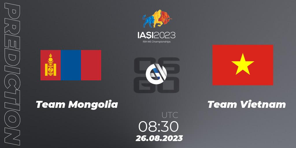 Team Mongolia - Team Vietnam: ennuste. 26.08.2023 at 12:30, Counter-Strike (CS2), IESF World Esports Championship 2023