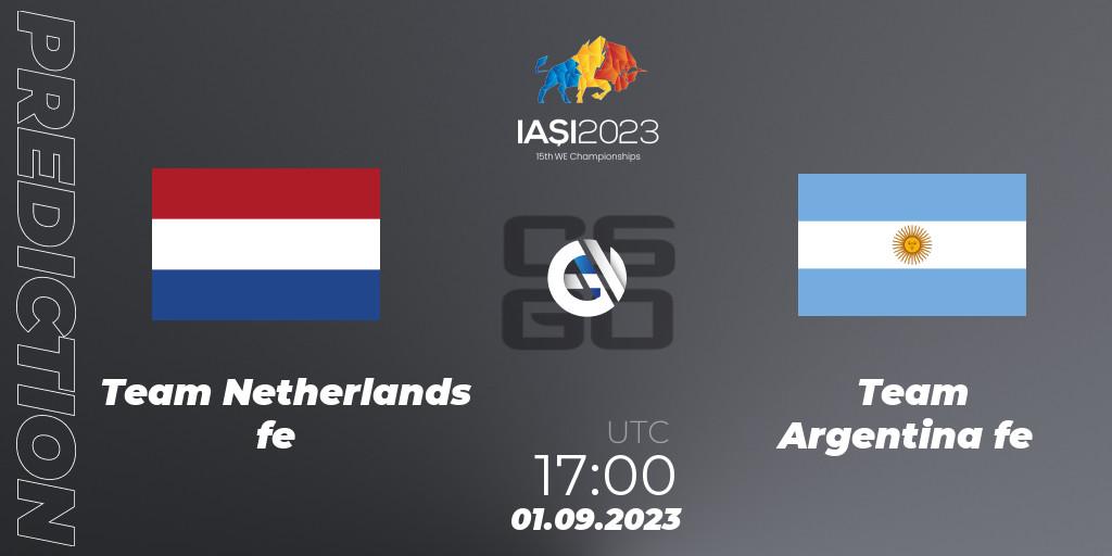 Team Netherlands fe - Team Argentina fe: ennuste. 01.09.2023 at 19:00, Counter-Strike (CS2), IESF Female World Esports Championship 2023