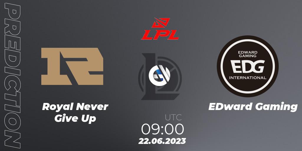 Royal Never Give Up - EDward Gaming: ennuste. 22.06.23, LoL, LPL Summer 2023 Regular Season