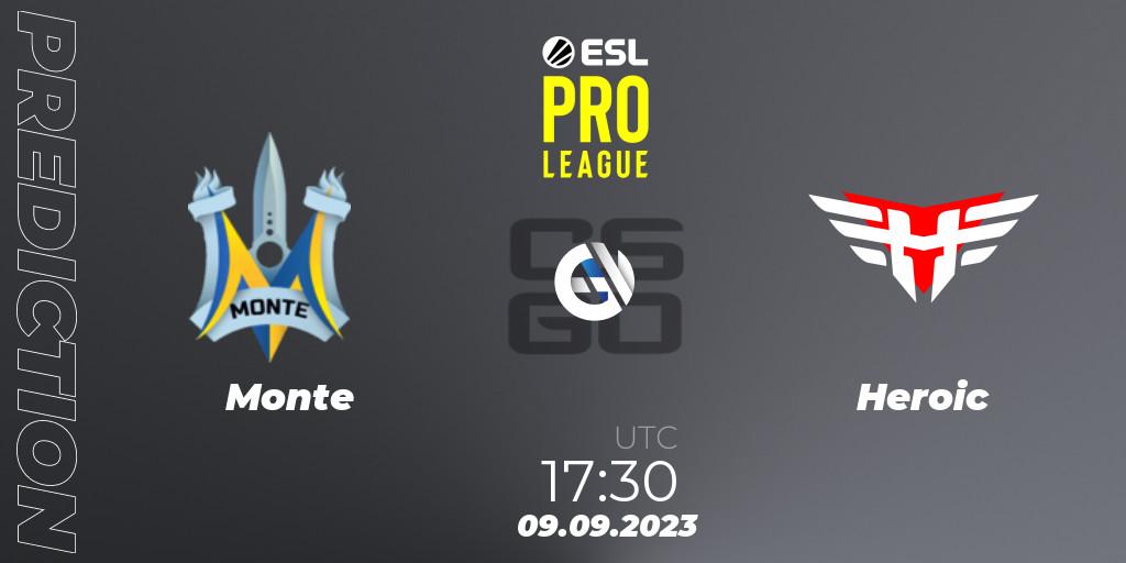 Monte - Heroic: ennuste. 09.09.2023 at 17:30, Counter-Strike (CS2), ESL Pro League Season 18