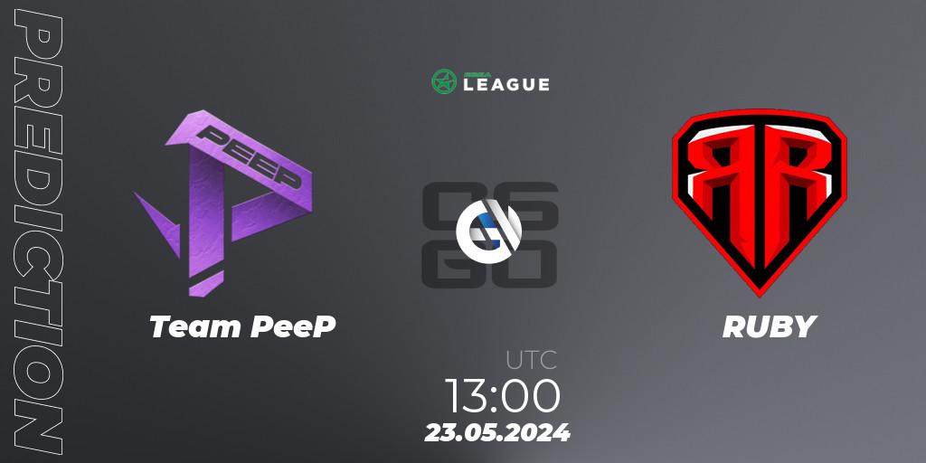 Team PeeP - RUBY: ennuste. 23.05.2024 at 13:00, Counter-Strike (CS2), ESEA Season 49: Advanced Division - Europe
