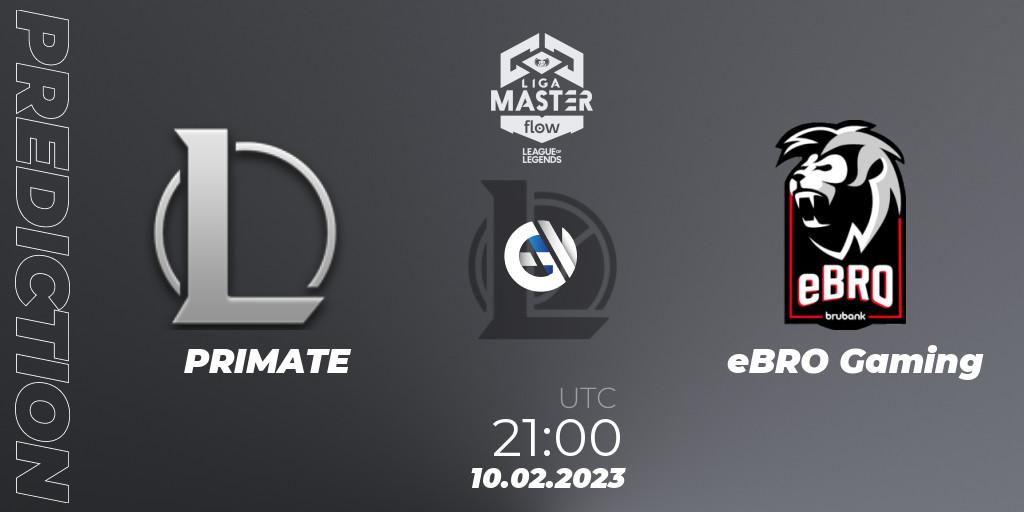 PRIMATE - eBRO Gaming: ennuste. 10.02.2023 at 21:00, LoL, Liga Master Opening 2023 - Group Stage