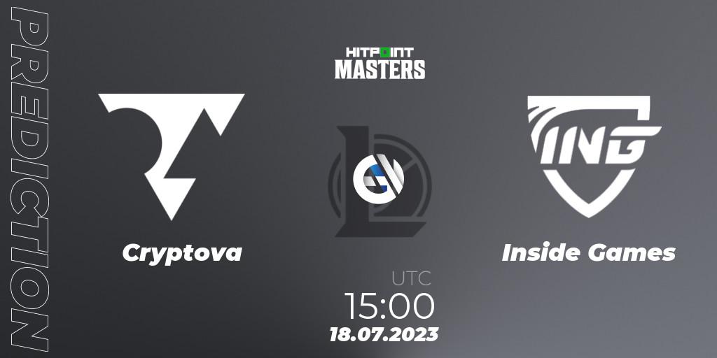 Cryptova - Inside Games: ennuste. 18.07.23, LoL, Hitpoint Masters Summer 2023 - Group Stage