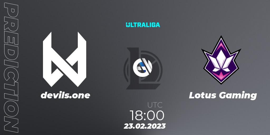 devils.one - Lotus Gaming: ennuste. 23.02.2023 at 18:00, LoL, Ultraliga 2nd Division Season 6