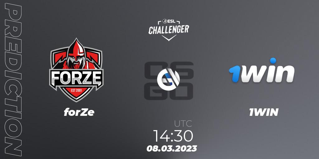 forZe - 1WIN: ennuste. 08.03.2023 at 14:30, Counter-Strike (CS2), ESL Challenger Melbourne 2023 Europe Closed Qualifier