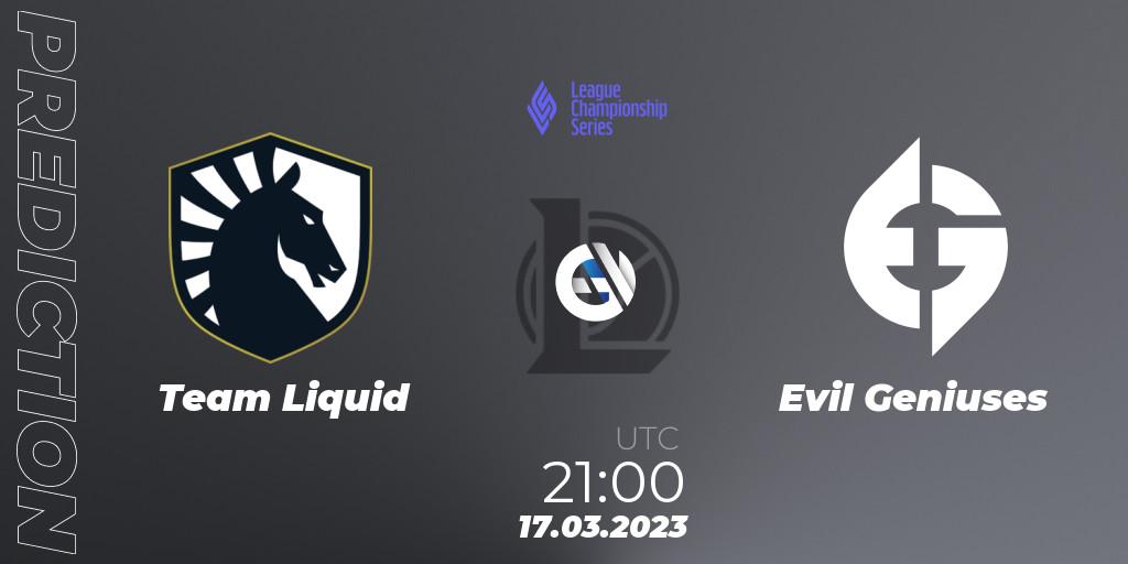 Team Liquid - Evil Geniuses: ennuste. 16.02.23, LoL, LCS Spring 2023 - Group Stage