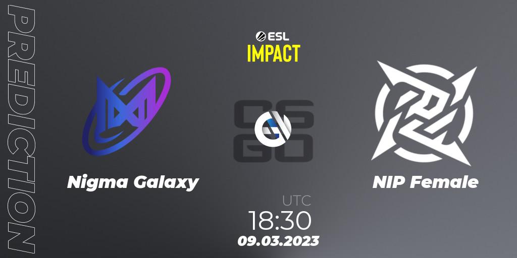 Nigma Galaxy - NIP Female: ennuste. 09.03.2023 at 18:30, Counter-Strike (CS2), ESL Impact League Season 3: European Division