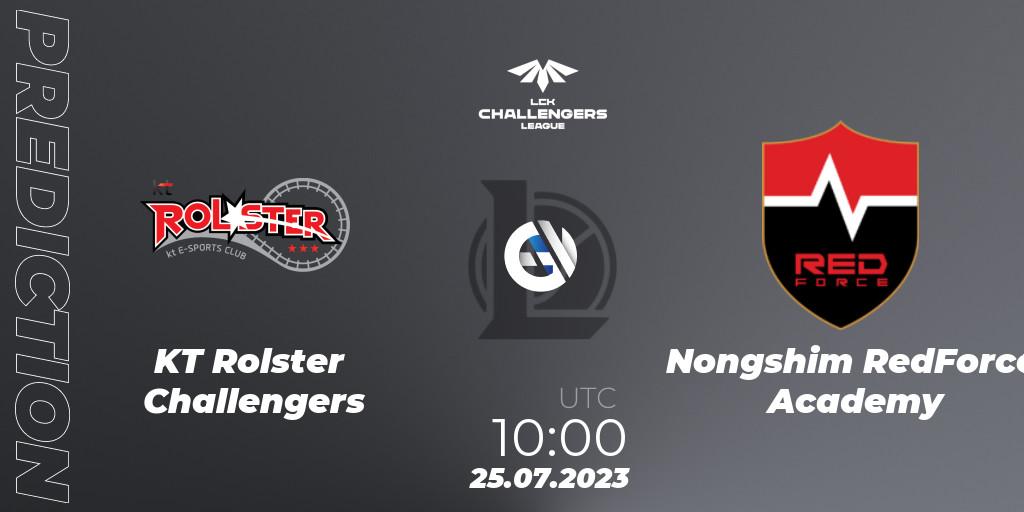 KT Rolster Challengers - Nongshim RedForce Academy: ennuste. 25.07.2023 at 11:20, LoL, LCK Challengers League 2023 Summer - Group Stage