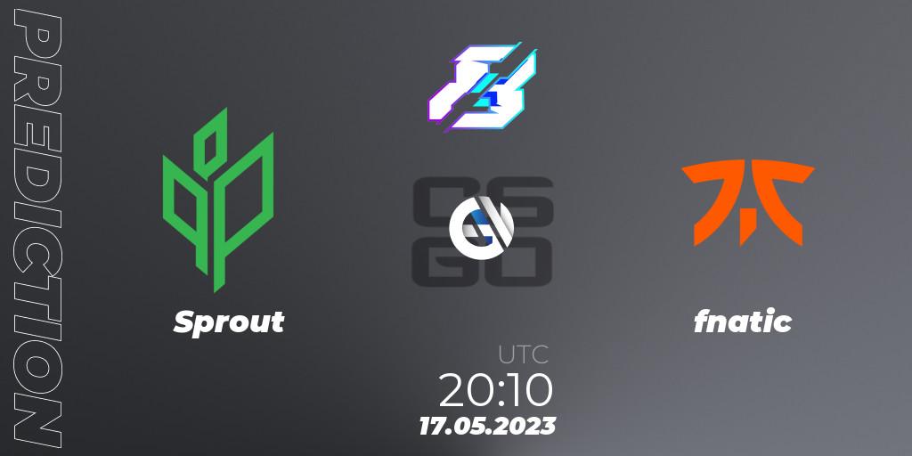 Sprout - fnatic: ennuste. 17.05.2023 at 20:10, Counter-Strike (CS2), Gamers8 2023 Europe Open Qualifier 1