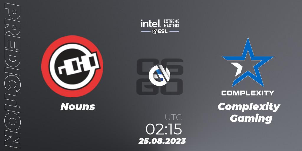 Nouns - Complexity Gaming: ennuste. 25.08.2023 at 02:30, Counter-Strike (CS2), IEM Sydney 2023 North America Closed Qualifier