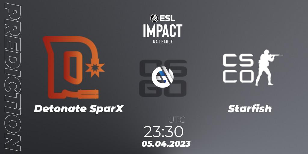 Detonate SparX - Starfish: ennuste. 05.04.23, CS2 (CS:GO), ESL Impact League Season 3: North American Division
