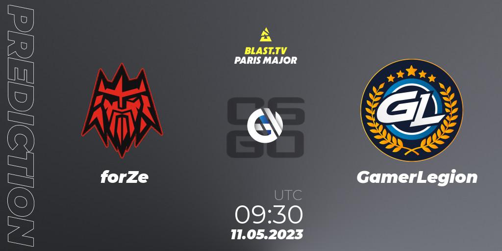 forZe - GamerLegion: ennuste. 11.05.2023 at 09:30, Counter-Strike (CS2), BLAST Paris Major 2023 Challengers Stage
