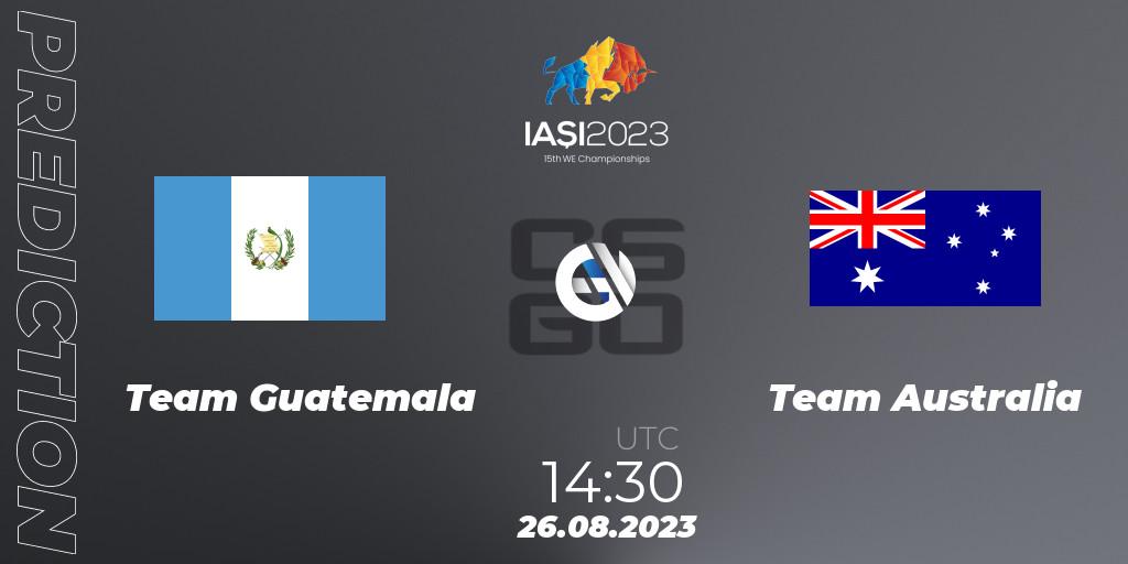 Team Guatemala - Team Australia: ennuste. 26.08.2023 at 17:30, Counter-Strike (CS2), IESF World Esports Championship 2023