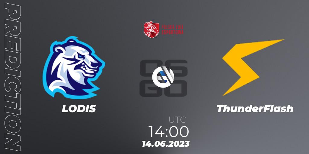 LODIS - ThunderFlash: ennuste. 14.06.2023 at 14:05, Counter-Strike (CS2), Polish Esports League 2023 Split 2