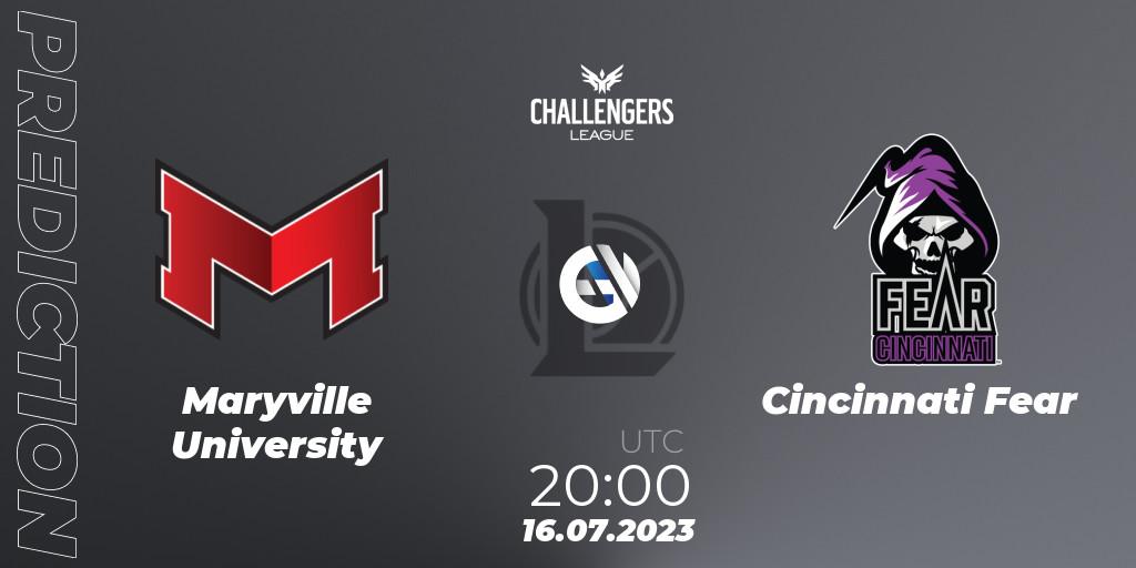 Maryville University - Cincinnati Fear: ennuste. 16.07.2023 at 20:00, LoL, North American Challengers League 2023 Summer - Group Stage
