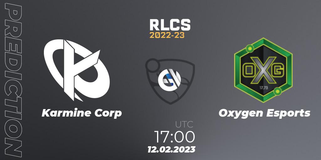 Karmine Corp - Oxygen Esports: ennuste. 12.02.2023 at 16:50, Rocket League, RLCS 2022-23 - Winter: Europe Regional 2 - Winter Cup