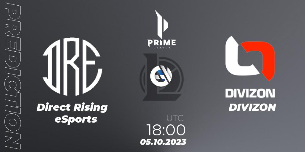 Direct Rising eSports - DIVIZON: ennuste. 05.10.2023 at 18:00, LoL, Prime League Pokal 2023