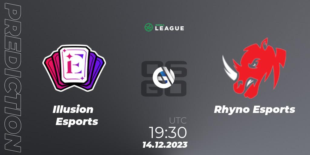 Illusion Esports - Rhyno Esports: ennuste. 14.12.2023 at 19:30, Counter-Strike (CS2), ESEA Season 47: Main Division - Europe