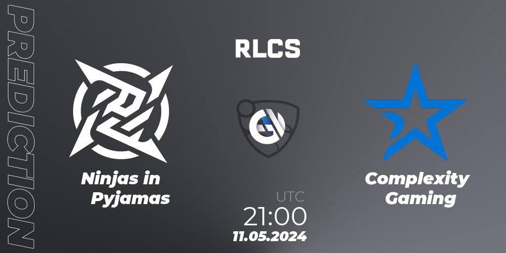 Ninjas in Pyjamas - Complexity Gaming: ennuste. 11.05.2024 at 21:00, Rocket League, RLCS 2024 - Major 2: SAM Open Qualifier 5