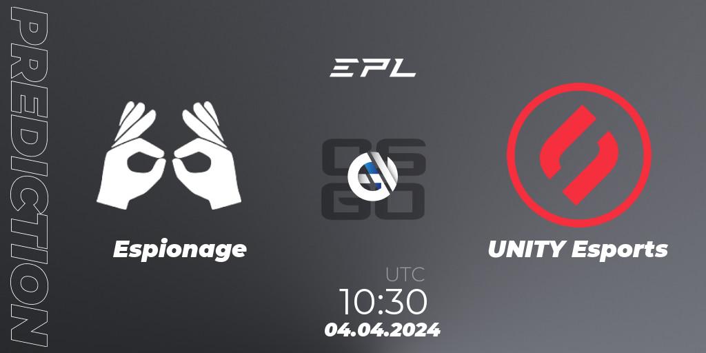 Espionage - UNITY Esports: ennuste. 04.04.24, CS2 (CS:GO), European Pro League Season 16: Division 2