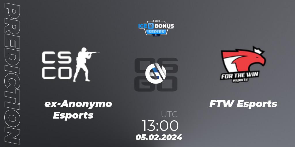 ex-Anonymo Esports - FTW Esports: ennuste. 05.02.2024 at 13:00, Counter-Strike (CS2), IceBonus Series #1
