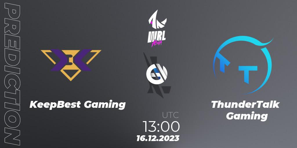 KeepBest Gaming - ThunderTalk Gaming: ennuste. 16.12.2023 at 13:00, Wild Rift, WRL Asia 2023 - Season 2 - Regular Season