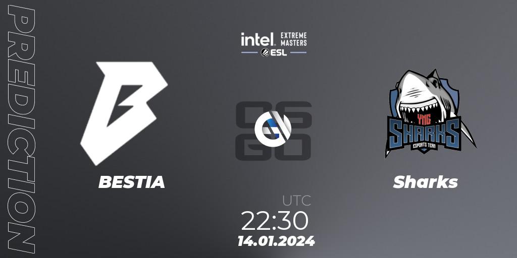 BESTIA - Sharks: ennuste. 14.01.2024 at 22:30, Counter-Strike (CS2), Intel Extreme Masters China 2024: South American Open Qualifier #1