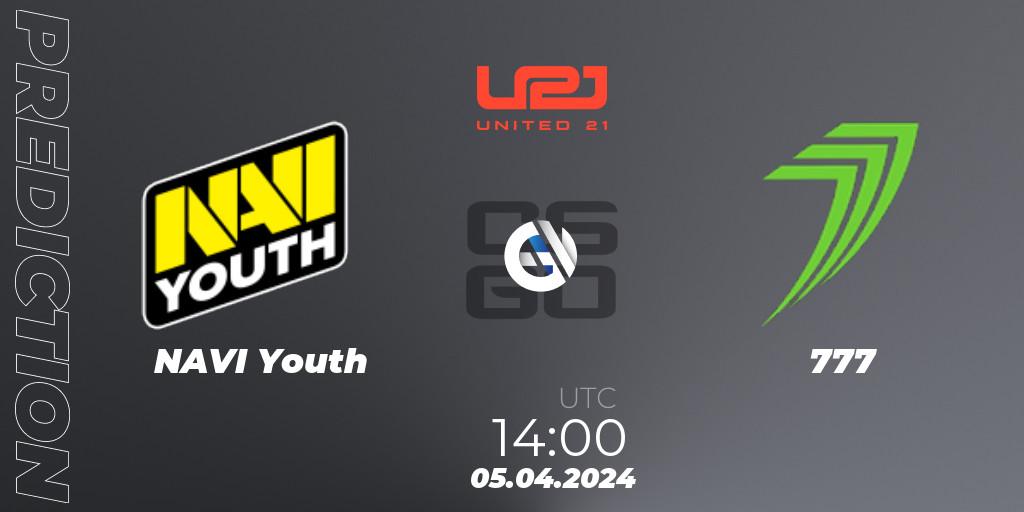 NAVI Youth - 777: ennuste. 05.04.2024 at 14:00, Counter-Strike (CS2), United21 Season 12: Division 2