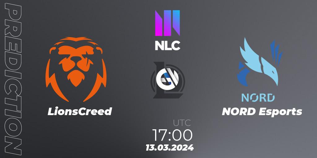 LionsCreed - NORD Esports: ennuste. 13.03.2024 at 17:00, LoL, NLC 1st Division Spring 2024