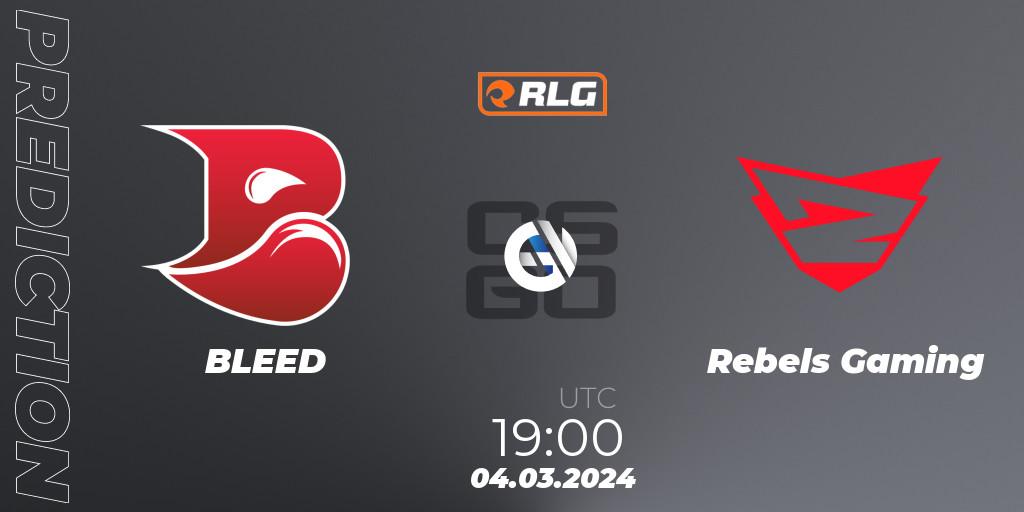 BLEED - Rebels Gaming: ennuste. 04.03.2024 at 19:00, Counter-Strike (CS2), RES European Series #1