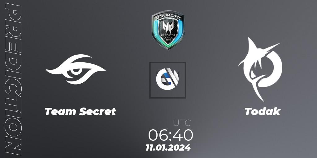 Team Secret - Todak: ennuste. 11.01.24, VALORANT, Asia Pacific Predator League 2024
