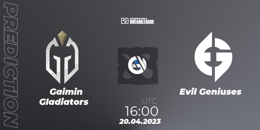 Gaimin Gladiators - Evil Geniuses: ennuste. 20.04.2023 at 15:55, Dota 2, DreamLeague Season 19 - Group Stage 2
