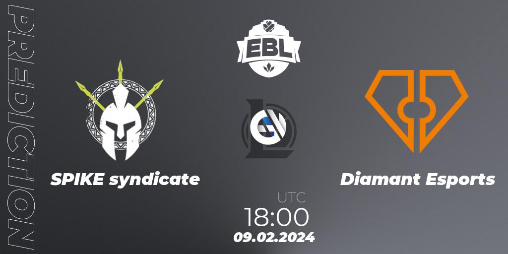 SPIKE syndicate - Diamant Esports: ennuste. 09.02.2024 at 18:00, LoL, Esports Balkan League Season 14