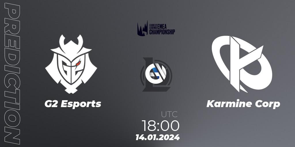 G2 Esports - Karmine Corp: ennuste. 14.01.2024 at 18:40, LoL, LEC Winter 2024 - Regular Season